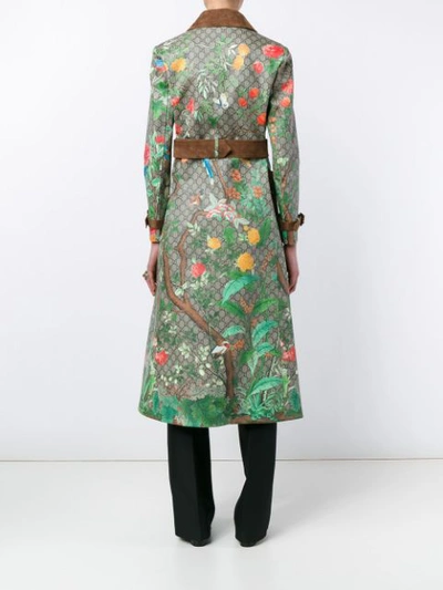 Shop Gucci Tian Print 'gg Supreme' Coat - Neutrals