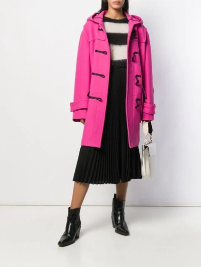 Shop Msgm Hooded Duffle Coat In Pink