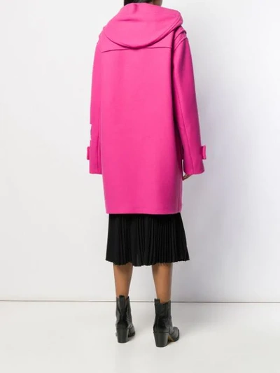 Shop Msgm Hooded Duffle Coat In Pink