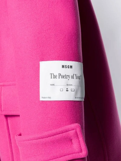 Shop Msgm Hooded Duffle Coat In Pink