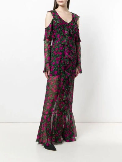 Shop Raquel Diniz Tulip Print Open Shoulder Dress In Multicolour