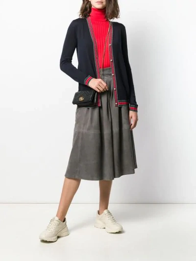 Shop Gucci Merino Wool Knitted Cardigan In Blue