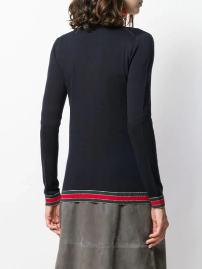 Shop Gucci Merino Wool Knitted Cardigan In Blue