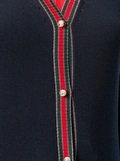 Shop Gucci Merino Wool Knitted Cardigan In Blue