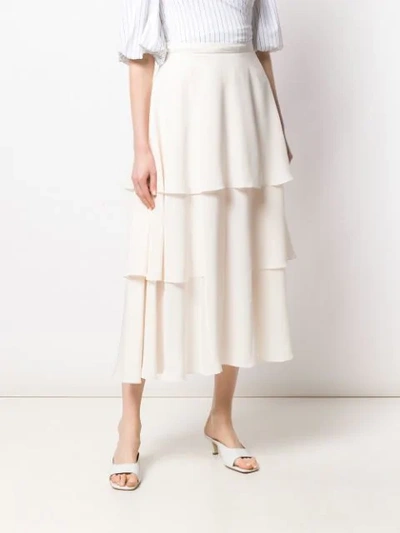 Shop Stella Mccartney Soft Frill Tiered Skirt In White