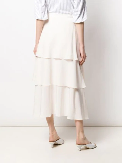 Shop Stella Mccartney Soft Frill Tiered Skirt In White