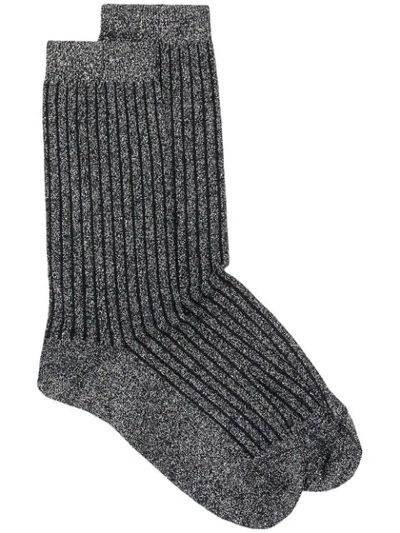 Shop Isabel Marant Lurex Knit Socks In Black