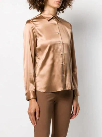 Shop Blanca Silk Fitted Shirt In Brown