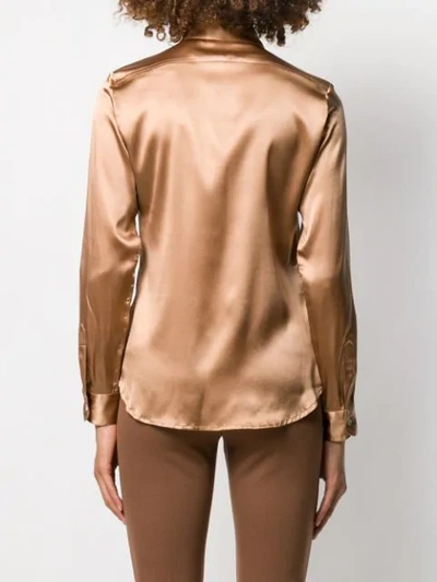 Shop Blanca Silk Fitted Shirt In Brown