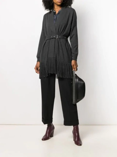 Shop Brunello Cucinelli Belted Cashmere Cardi-coat In Grey