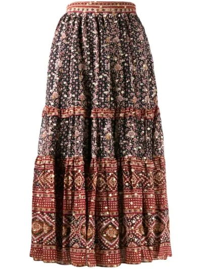 Shop Ulla Johnson Pleated Graphic Skirt In Mid