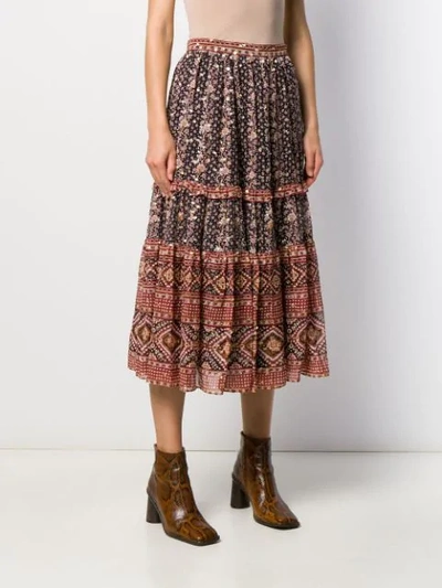 Shop Ulla Johnson Pleated Graphic Skirt In Mid