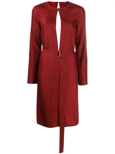 Shop Ann Demeulemeester Belted Midi Dress In Red