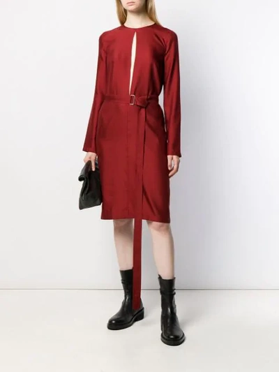 Shop Ann Demeulemeester Belted Midi Dress In Red