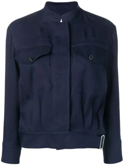 Shop Paul Smith Mandarin Collar Jacket In Blue