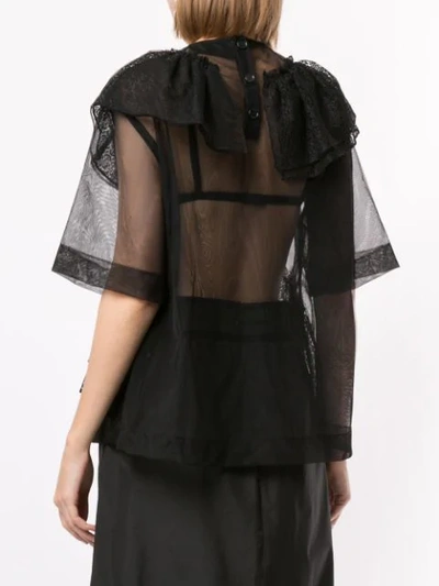 Shop Simone Rocha Lace-trimmed Tulle Blouse In Black