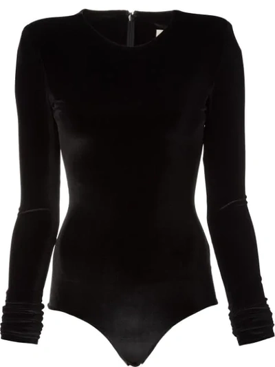 Shop Alexandre Vauthier Long Sleeved One Piece In Black