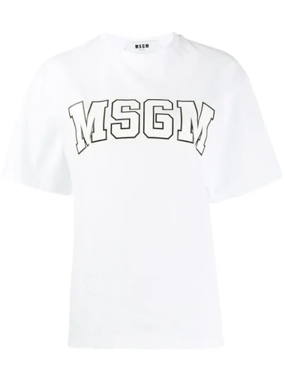 Shop Msgm Logo Outline T In White
