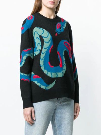 Snake Cashmere Crew Neck Sweater In Black