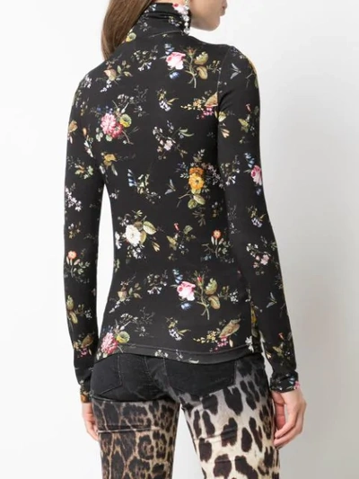 Shop R13 Turtleneck Floral Print Sweatshirt In Black