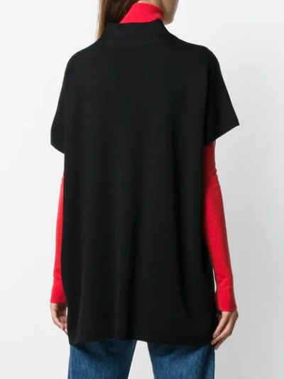 ALLUDE OVERSIZE V-NECK KNITTED TOP - 黑色