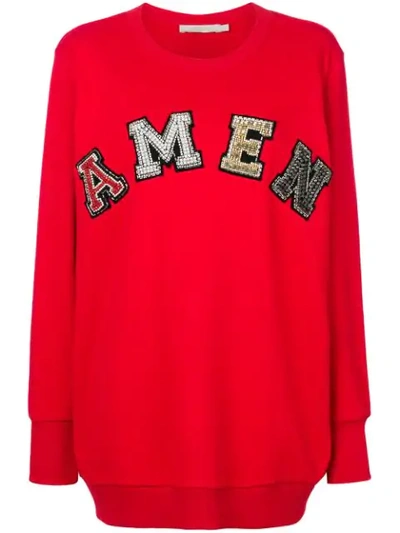 Shop Amen Logo Applique Sweatshirt - Red