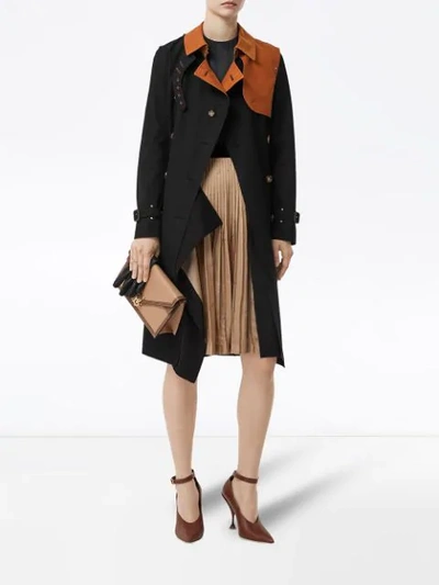 Shop Burberry Two-tone Cotton Gabardine Trench Coat In Black