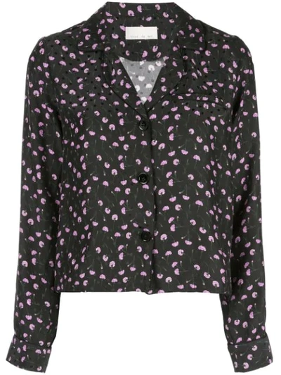 Shop Fleur Du Mal Carnation Pyjama Top In Black
