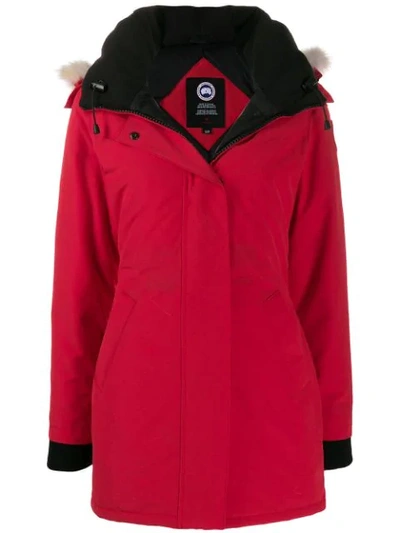 Shop Canada Goose Padded Hooded Jacket In Red