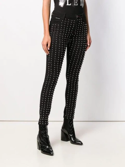 Shop Philipp Plein Stud Embellished Skinny Jeans In Black