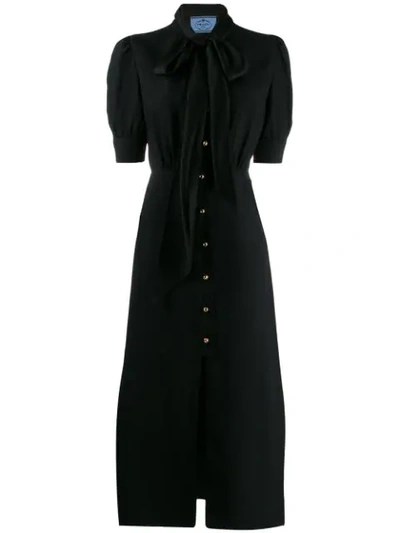 Shop Prada Pussybow Blouse Dress In Black