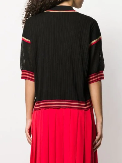 Shop Fendi Contrast Sleeve Ribbed Jumper In Black