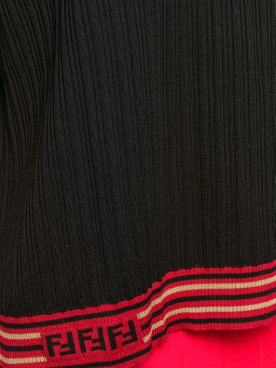 Shop Fendi Contrast Sleeve Ribbed Jumper In Black