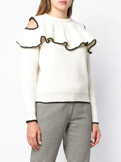 Shop Alexander Mcqueen Ribbed Ruffle Jumper In White
