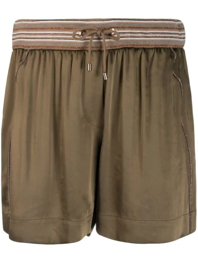 Shop Brunello Cucinelli Pleated Short Shorts In Green