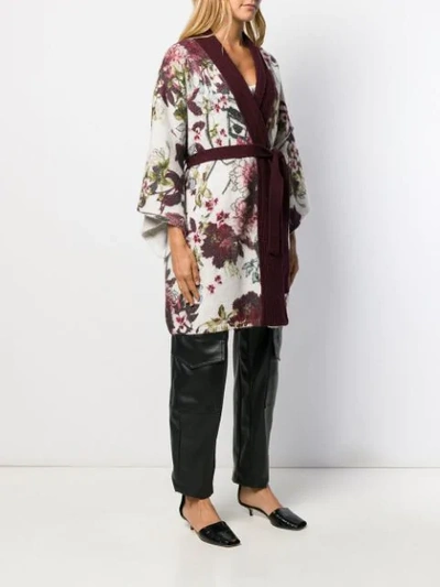 Shop Antonio Marras Knitted Kimono Style Card In Floral Fantasy