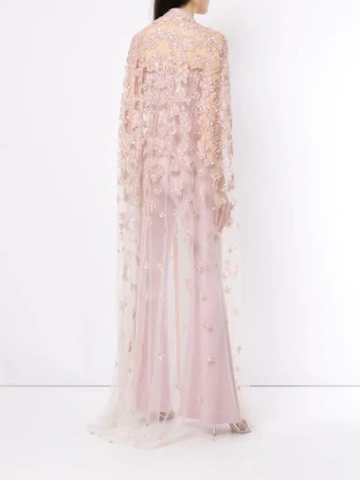 Shop Zuhair Murad Embellished Floor Length Cape In Pink