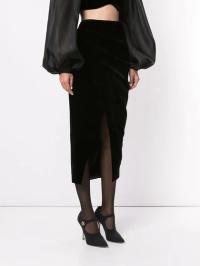 Shop Rasario Draped Velvet Skirt In Black