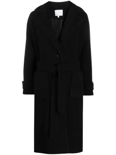 Shop Lala Berlin Textured Belted Coat In Black