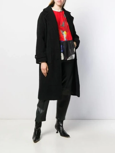 Shop Lala Berlin Textured Belted Coat In Black