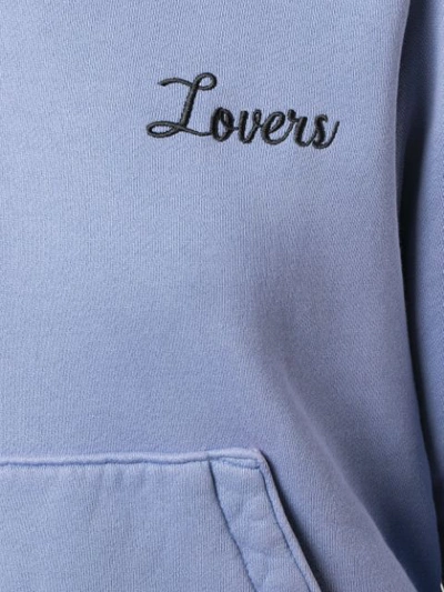 Shop Amiri Lovers Embroidered Hoodie In Blue