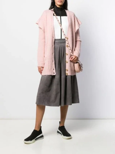 Shop Red Valentino Ruffled Buttoned Cardigan In Pink