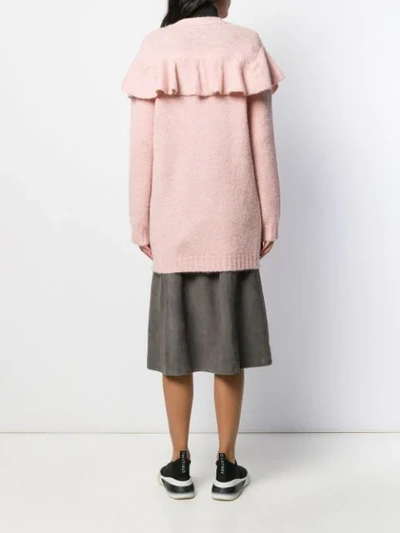 Shop Red Valentino Ruffled Buttoned Cardigan In Pink