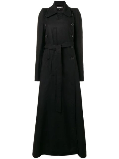 Shop Ann Demeulemeester Long Double Breasted Coat - Black