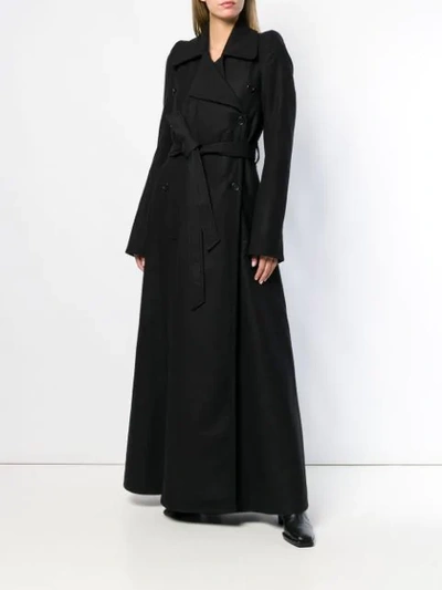 ANN DEMEULEMEESTER LONG DOUBLE BREASTED COAT - 黑色