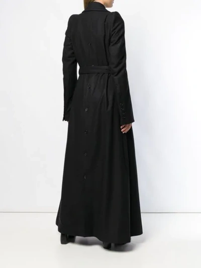 Shop Ann Demeulemeester Long Double Breasted Coat - Black