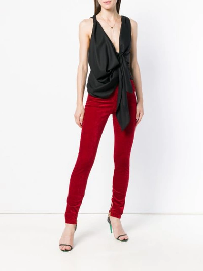 Shop Balmain High-waist Skinny Trousers - Red