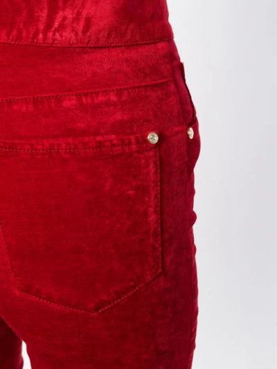 Shop Balmain High-waist Skinny Trousers - Red