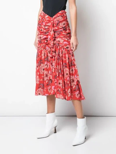 Shop Cinq À Sept Kathleen Midi Skirt In Red