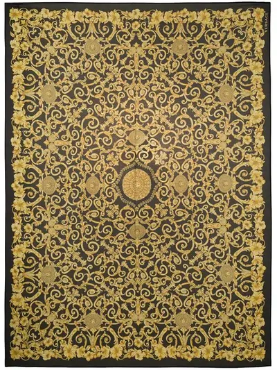 Shop Versace Gold Hibiscus Print Beach Towel In A732d